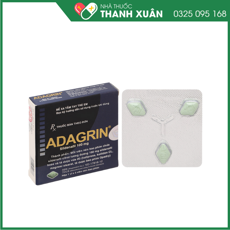 Adagrin 100mg trị rối loạn cương dương
